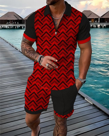 Red Amari Polo Shirt And Shorts Co-Ord – DESTINY