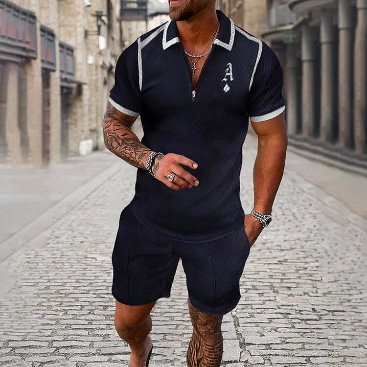 Men's Poker Print Sleeve Polo Shirt And Shorts Co-Ord – DESTINY