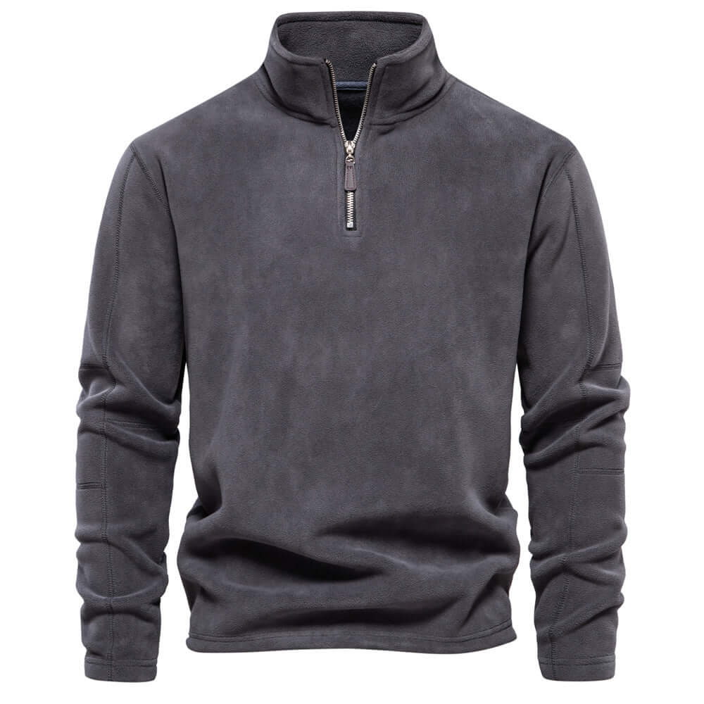 Thick warm fleece sweater with zip for men